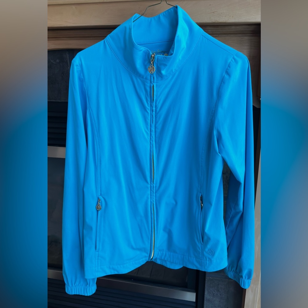 Lilly Pulitzer Sanya Vibrant Blue Performance Jacket Small EUC
